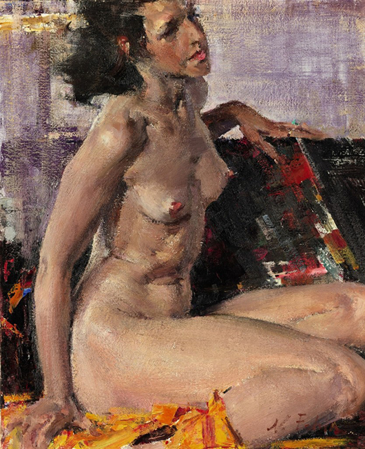 ‘The largest internet bid I’ve ever taken,’ said Sotheby’s Mark Poltimore as he sold Nikolai Fechin’s ‘Nude’ for £1,258,500 ($2.06 million) at Sotheby’s Russian sale in London on Nov. 25. Image courtesy of Sotheby’s.
